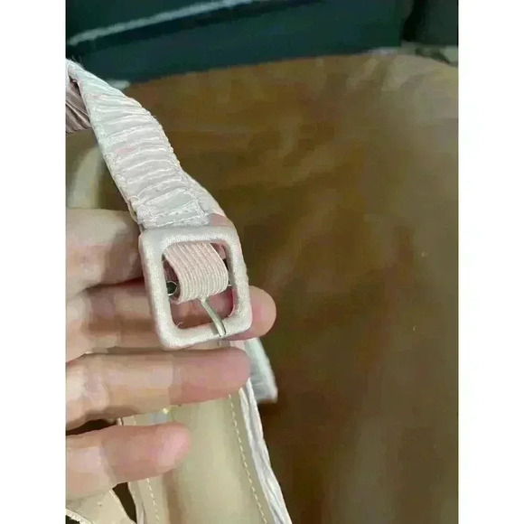 Lulus Women's Light Pink Pleated Satin Fairy Ankle Strap High Heel Size 10 - Picture 6 of 7